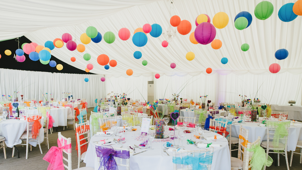 Coloured paper shop lanterns